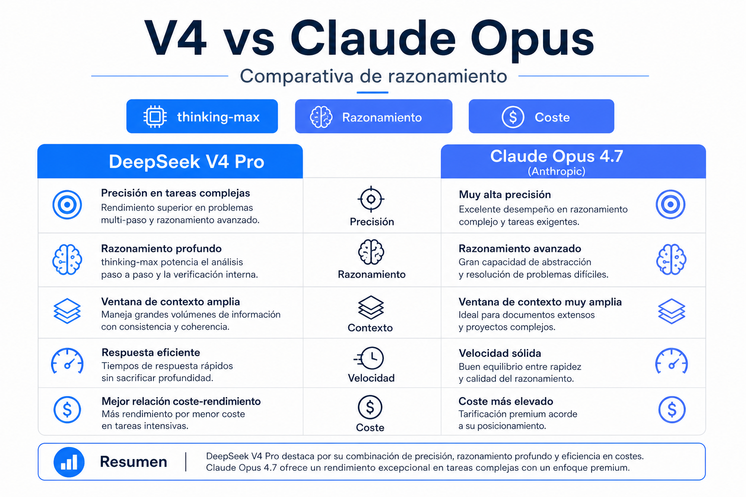 Infografía: DeepSeek V4 vs Claude Opus 4.7: cuándo elegir cada uno