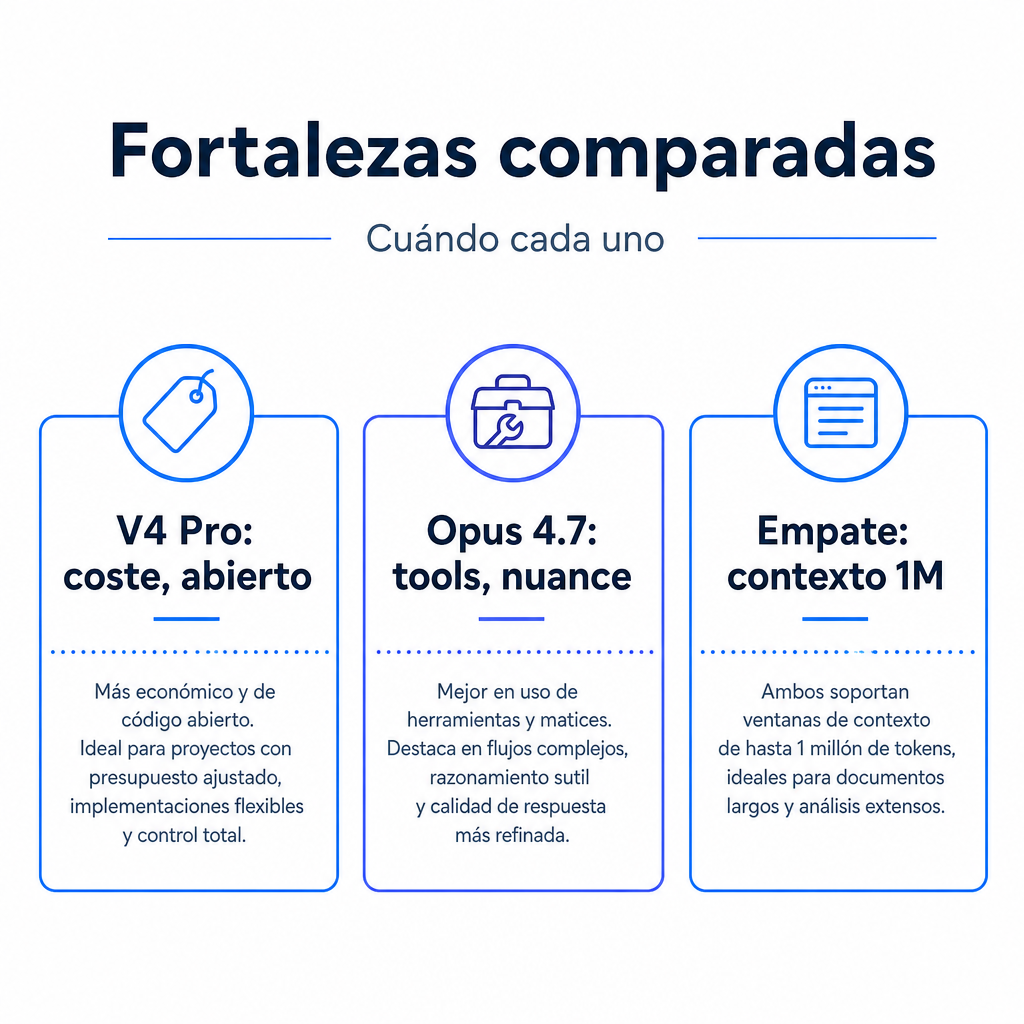 V4 Pro vs Claude Opus 4.7 — fortalezas