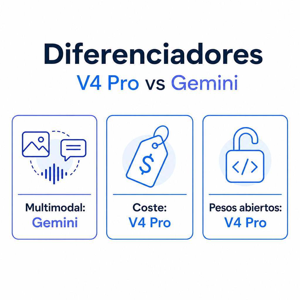 V4 Pro vs Gemini 3.1 Pro — diferenciadores clave